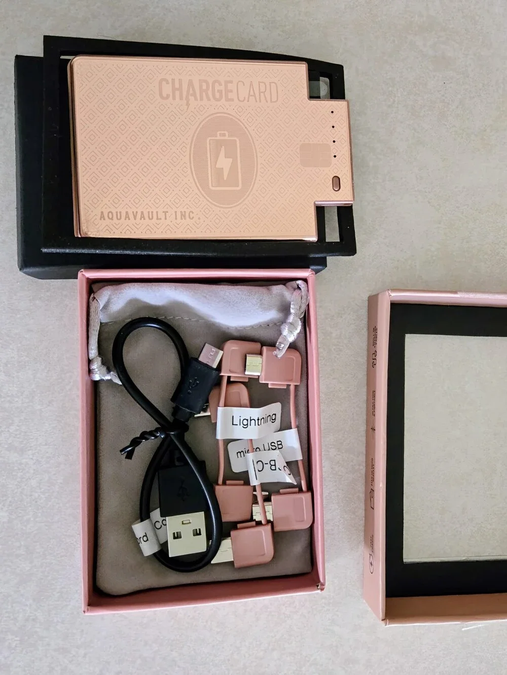 Aquavault Credit Card Size Portable Charger in Rose Gold